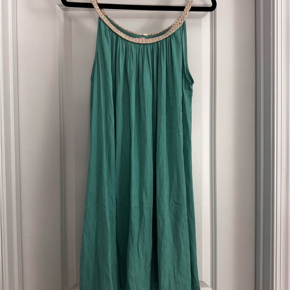 Lilly Pulitzer Teal Sleeveless slip  Dress with Braided Neckline